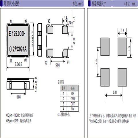 EPSON晶振,EG-2002CA晶振,SAW振蕩器,EG-2002CA 125.0000M-PCHL3