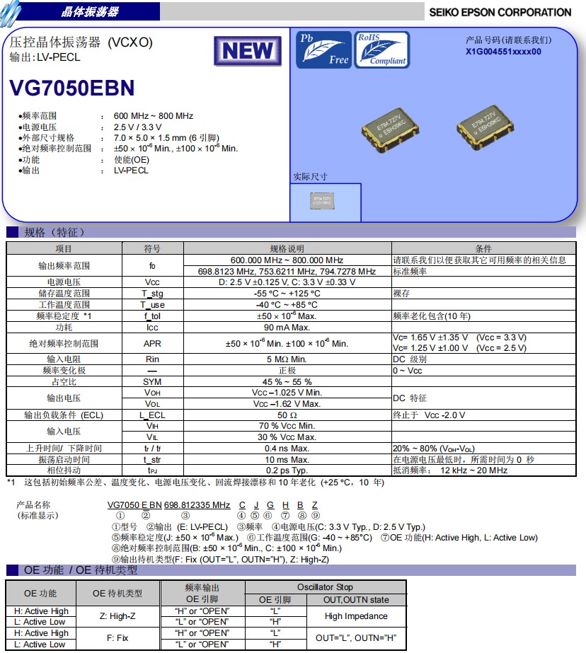 VG7050EBN規格